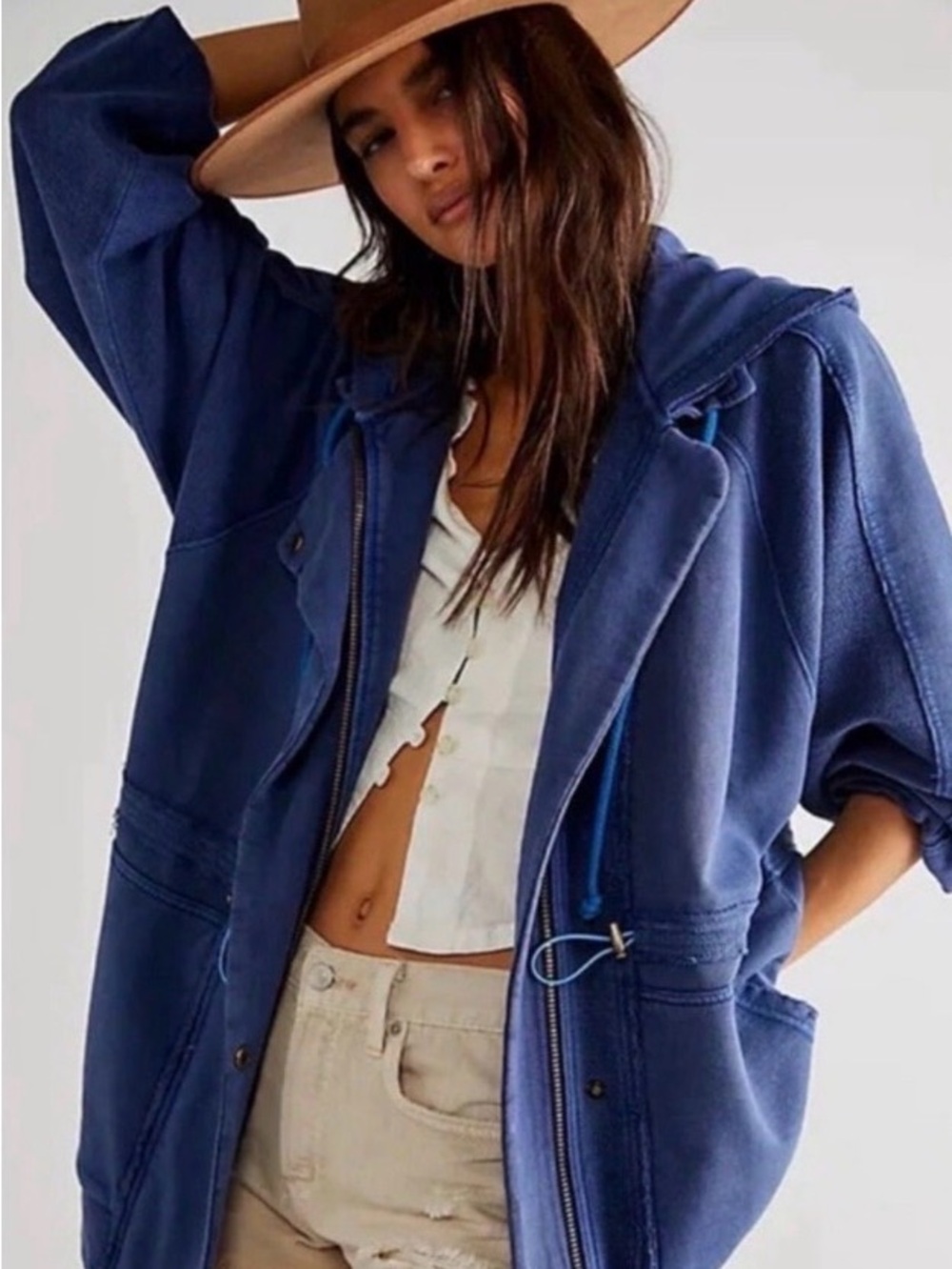 Free People Oversized Indigo Utility Jacket